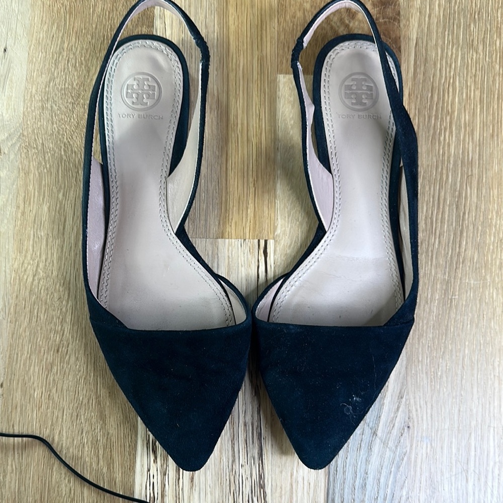 Tory Burch Black Pointed-Toe Flats